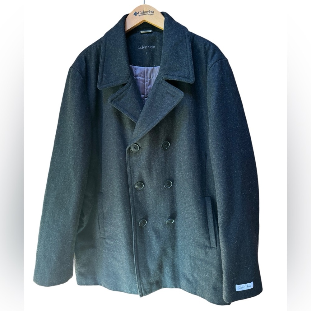 Calvin Klein Inner Quilted Wool Blend Peacoat